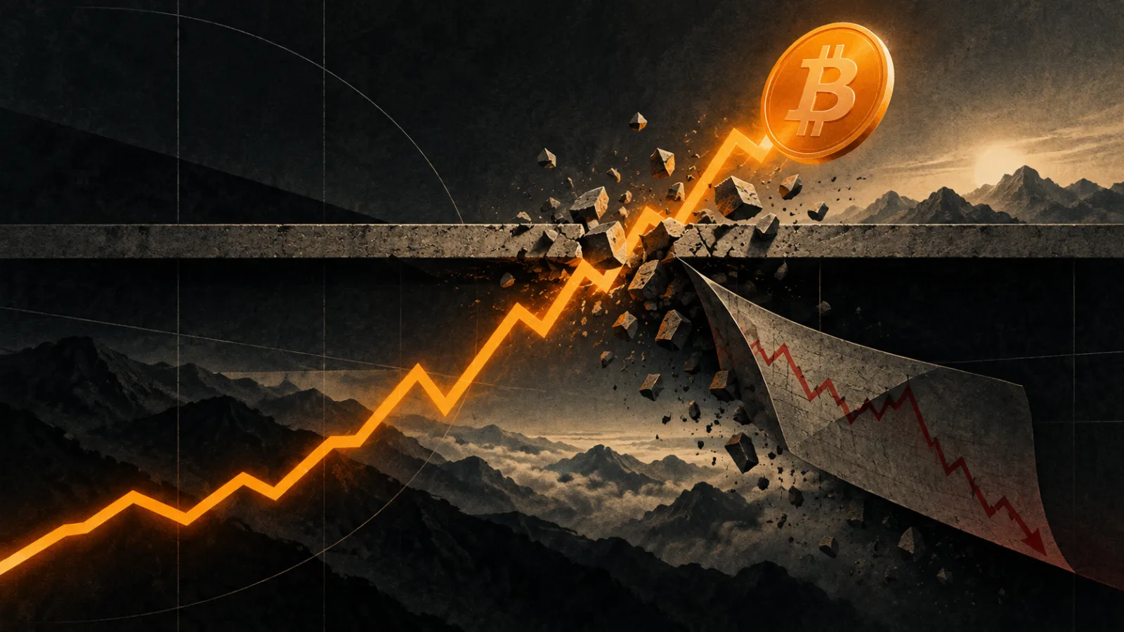 Bitcoin breaks through a market ceiling as an old downside scenario folds away.